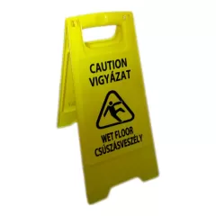 W0020 - Csúszásveszély figyelmeztető tábla, magyar felirattal - sárga - egy méret, Szín: sárga, Méret: Egy méret