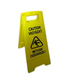 W0020 - Csúszásveszély figyelmeztető tábla, magyar felirattal - sárga - egy méret, Szín: sárga, Méret: Egy méret