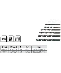 Csigafúró készlet Top Tools 60h708 8r 3-10mm