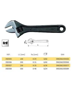 Csavarkulcs Topex 35d556 200 mm állítható 0-31 mm