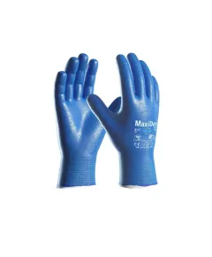 ATG MaxiDex és ViroSan vegy- és olajálló mártott védőkesztyű bliszteres 19-007 - kék - 10/XL, Szín: kék, Méret: 10/XL