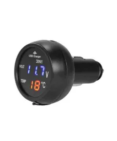 USB-s autós töltő, LCD voltmérővel és hőmérővel, szivargyújtó csatlakozás 12/24V 13207 AUTOLIFE