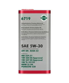 OEM FF VOLKSWAGEN AUDI SKODA SEAT GYÁRI OLAJ 5W30 5L 6719 API SN ACEA C3 507 00 52195 LL-04 229.51
