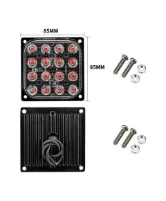 Stroboszkóp négyzet alakú 16 led E jeles 12V 24V W13891-6 AUTOLIFE