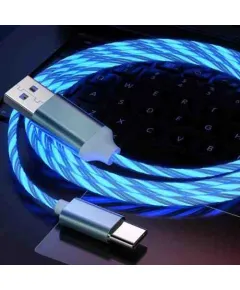 TYPE-C világító LED töltőkábel kábel - kék színben (1in1c) AUTOLIFE