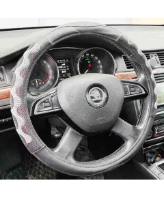 Műbőr kormányvédő 38cm fekete - szürke (203-7BK) AUTOLIFE