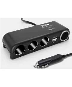 Szivargyújtó elosztó 3-as + 2 USB aljzat + Öngyújtó aljzat 12/24V - MAX 120W 13283 AUTOLIFE