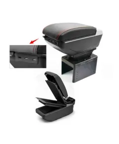 Gyári hatású műbőr univerzális kartámasz-7USB-S -állítható konzol szélesség A-009 (W13145)AUTOLIFE