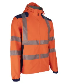 NEBULO FLUO NARANCS/SÖTÉTKÉK SOFTSHELL KABÁT - L, Méret: L