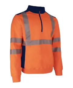 FRISS FLUO NARANCS/SÖTÉTKÉK PULÓVER - S, Méret: S