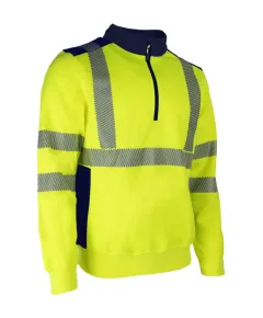 FRISS FLUO SÁRGA/SÖTÉTKÉK PULÓVER - XL, Méret: XL