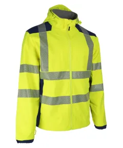 NEBULO FLUO SÁRGA/SÖTÉTKÉK SOFTSHELL KABÁT - L, Méret: L