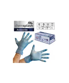 Chemsplash Versa egyszerhasználatos púdermentes vinyl kesztyű (200db) - kék - S, Szín: kék, Méret: S