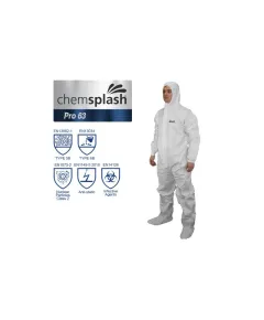 Chemsplash Pro 63 overál lábrésszel 5B/6B - fehér - 3XL, Szín: fehér, Méret: 3XL