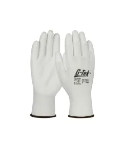 G-TEK kötött, PU tenyérmártott, poliészter munkavédelmi kesztyű - fehér - 06/XS, Szín: fehér, Méret: 06/XS
