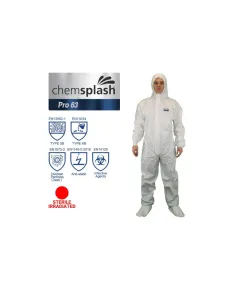 Chemsplash Pro 63 steril overál 5B/6B - fehér - S, Szín: fehér, Méret: S