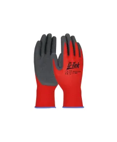 G-TEK kötött, nylon, latexmártott munkavédelmi kesztyű - piros/szürke - 08/M, Szín: piros/szürke, Méret: 08/M