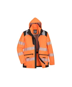 PW367 - PW3 Hi-Vis 5-in-1 kabát - Narancs/fekete - XL, Szín: narancs/fekete, Méret: XL