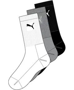 Puma Sport zokni - 3pár/csomag - fehér/szürke/fekete - 47/49, Szín: fehér/szürke/fekete, Méret: 47/49