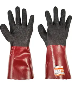 CHERRUG kesztyű PVC nitr.fekete/piros 7, Szín: fekete/piros, Méret: 7