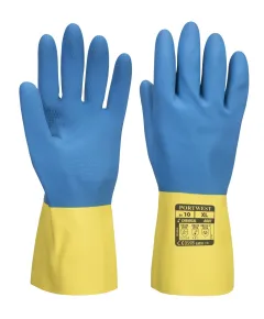 A801 - Duplán Mártott Latex kesztyű - sárga/kék - 8/M, Szín: sárga/kék, Méret: 8/M