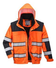 C466 - Hi-Vis Classic Bomber dzseki - Narancs/fekete - 3XL, Szín: narancs/fekete, Méret: 3XL