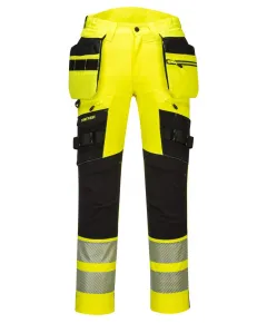DX442  Portwest DX4 Hi-Vis Lengőzsebes nadrág - sárga/fekete - 44, Szín: sárga/fekete, Méret: 44