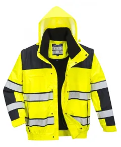 C466 - Hi-Vis Classic Bomber dzseki - sárga/fekete - XXL, Szín: sárga/fekete, Méret: XXL