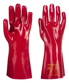 A435 - PVC hosszú szárú kesztyű 35 cm - piros - 10/XL, Szín: piros, Méret: 10/XL