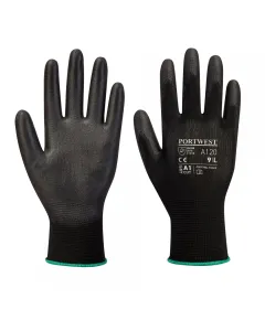 A120 - Nylon kesztyű PU tenyérmártott - fekete - 7/S, Szín: fekete, Méret: 7/S