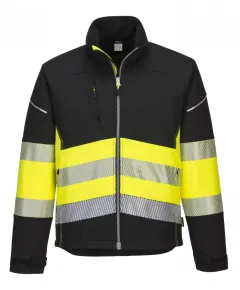 PW375 - PW3 Hi-Vis Class 1 Softshell kabát - fekete/sárga - XXL, Szín: fekete/sárga, Méret: XXL