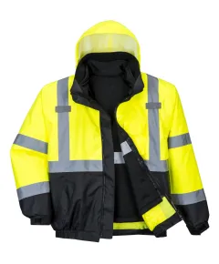 S365 - HiVis prémium 3 az 1-ben bomber kabát - sárga/fekete - 4XL, Szín: sárga/fekete, Méret: 4XL