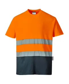 S173 - Kéttónusú Pamut komfort póló - narancs - 3XL, Szín: narancs, Méret: 3XL