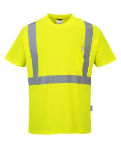 S190 - HiVis póló zsebbel - sárga - 5XL, Szín: sárga, Méret: 5XL