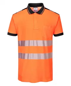 T180 - Jól láthatósági Vision pólóing - Narancs/fekete - S, Szín: narancs/fekete, Méret: S