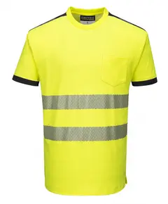 T181 - Jól láthatósági Vision póló - sárga/fekete - XXL, Szín: sárga/fekete, Méret: XXL