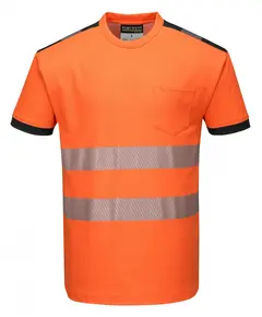 T181 - Jól láthatósági Vision póló - Narancs/fekete - M, Szín: narancs/fekete, Méret: M