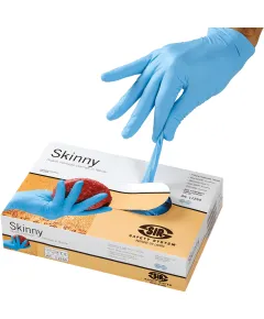 Skinny, nitril egyszerhasználatos kesztyű - 100db/doboz - világoskék - 8/M, Szín: világoskék, Méret: 8/M