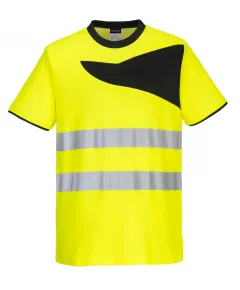 PW213 - PW2 Hi-Vis póló S/S - sárga/fekete - 4XL, Szín: sárga/fekete, Méret: 4XL