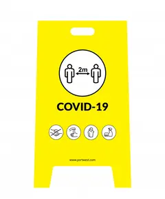 CV92 - Covid biztonsági előírásokra figyelmeztető tábla - sárga, Szín: sárga