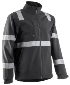 VIGILE FEKETE SOFTSHELL DZSEKI FÉNYVISSZAVERŐ CSÍKKAL M, Méret: M
