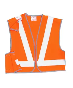 RT21 - Jól láthatósági zippzáras mellény vasúti dolgozók részére - narancs - M, Szín: narancs, Méret: M