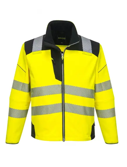 T402 - Vision Hi-Vis softshell kabát - sárga/fekete - 6XL, Szín: sárga/fekete, Méret: 6XL