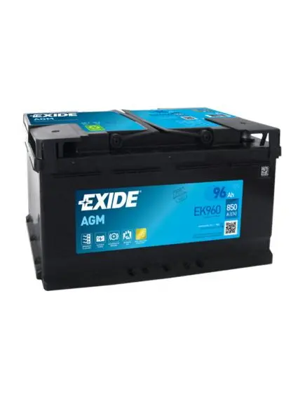EXIDE Start-Stop AGM EK960 akkumulátor, 12V 96Ah 850A J+ EU, Magas