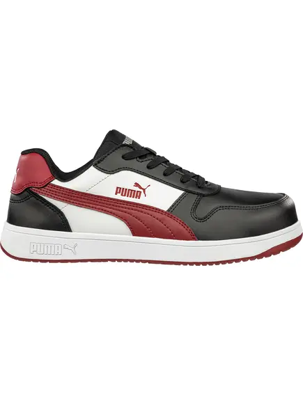Puma Frontcourt BLK/WHT/RED Low S3L ESD FO HRO SR munkavédelmi cipő - fekete/fehér - 40, Szín: fekete/fehér, Méret: 40