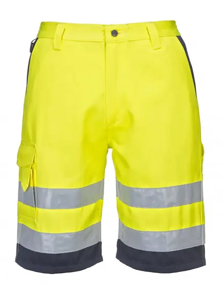 E043 - Jól láthatósági rövidnadrág - sárga/szürke - XL, Szín: sárga/szürke, Méret: XL