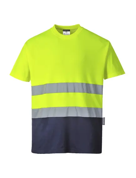 S173 - Kéttónusú Pamut komfort póló - sárga - XXL, Szín: sárga, Méret: XXL