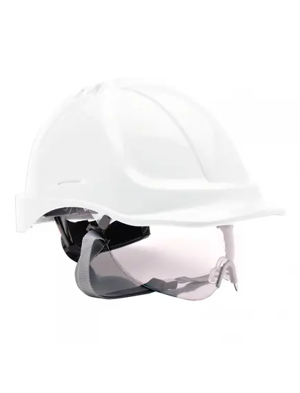 PW55 - Védősisak védőszemüveggel kombinált - fehér - egy méret, Szín: fehér, Méret: Egy méret