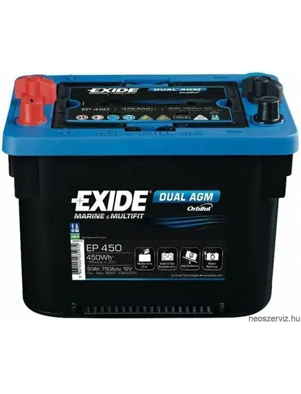 EXIDE MAXXIMA 900DC DUAL 12V 50Ah 750A spirálcellás AGM akkumulátor B+ (EP450)