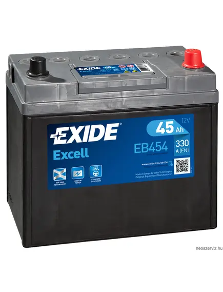 EXIDE EXCELL EB454 12V 45Ah 300A akkumulátor J+ Japán